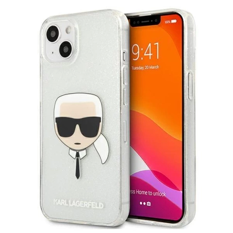 Karl Lagerfeld KLHCP13SKHTUGLS iPhone 13 mini 5,4" srebrny/stříbrný pevný obal Glitter Karl`s Head